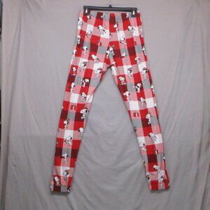 Munki Munki Peanuts Snoopy Leggings Plaid Red & White Women Size |‎ S